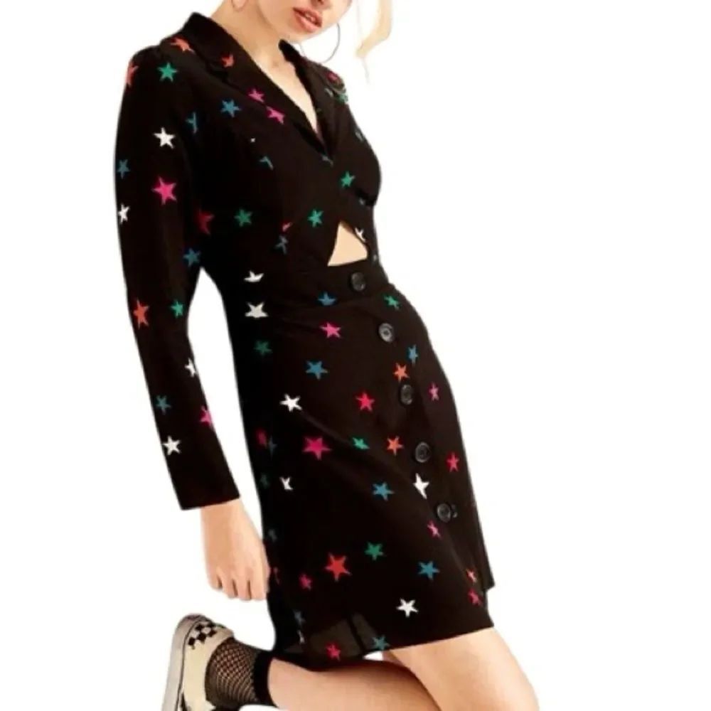 Nobody's Child Star Multi Color Cut out Mini Skater Dress Black Size 6